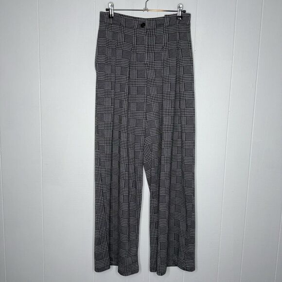 Anthropologie Maeve Women’s Houndstooth Pleated Wide Leg Trousers Size 4 NWT - Picture 1 of 6